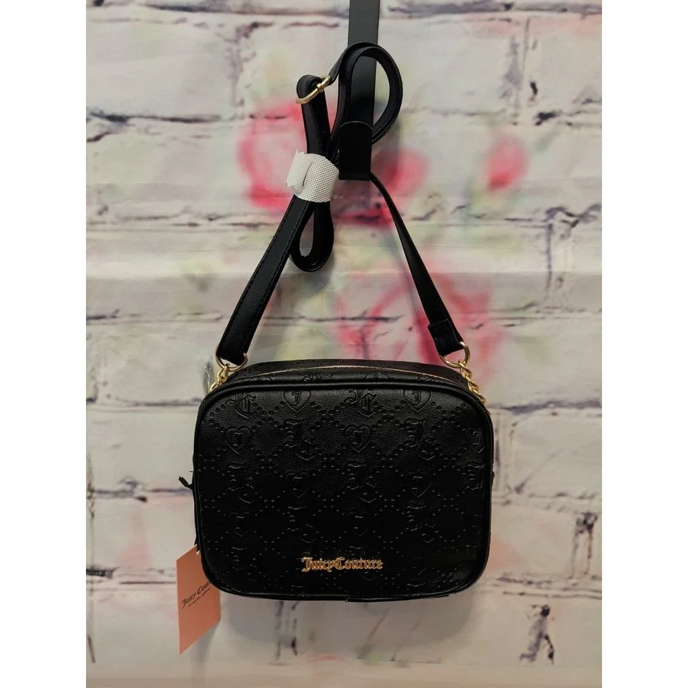 New Black Juicy Couture Purse Handbag Licorice Camera Crossbody Bag
